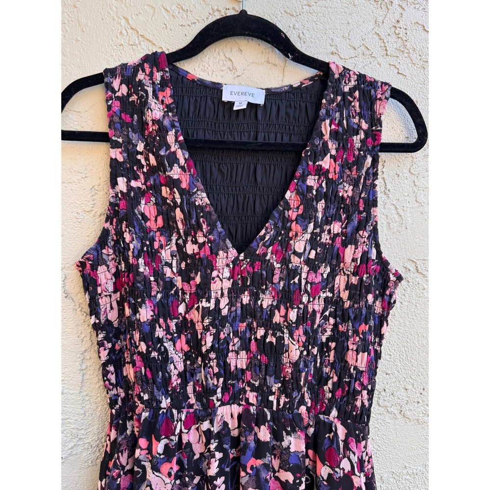 Evereve Womens Smocked Floral Midi Dress Boho Cottage Garden Flowy Romantic - Picture 5 of 10